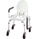 WC103 Push Button Drop Arm Commode With Four Swivel Casters