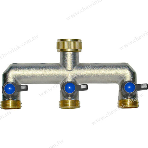 P40431 Brass 3-Way Connector with Shut-off